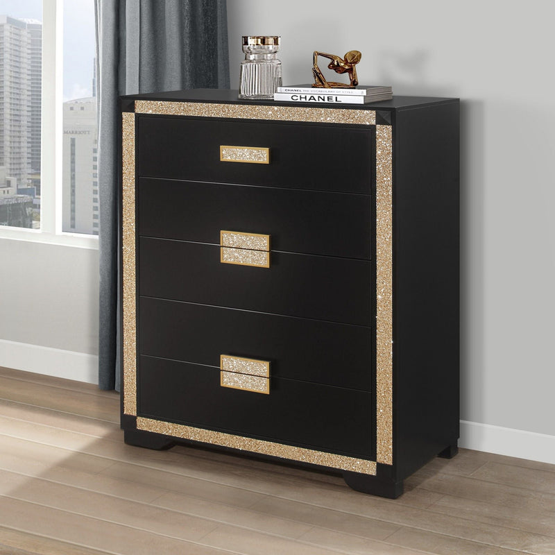 Lively Chest With Glitter Detail And Thick Bar Handle Hardware - Black, photo 8 of 8