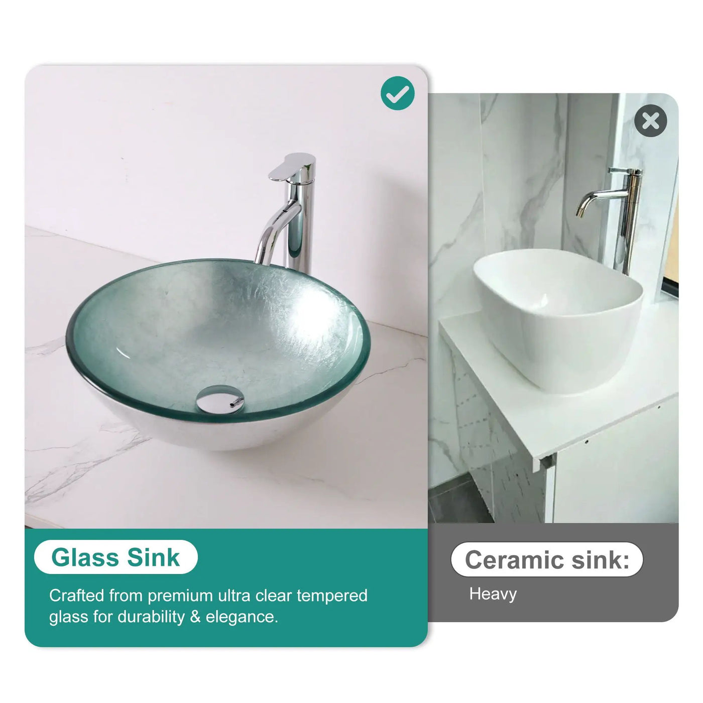 Artistic Tempered Glass Vessel Sink With Pop Up Drain by HouseOfZazla