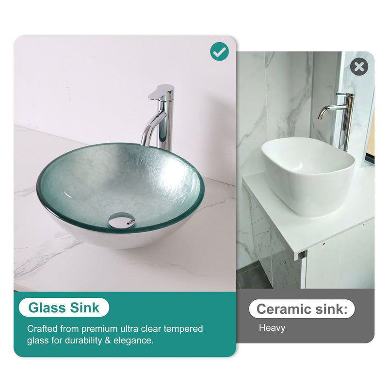 Artistic Tempered Glass Vessel Sink With Pop Up Drain by HouseOfZazla