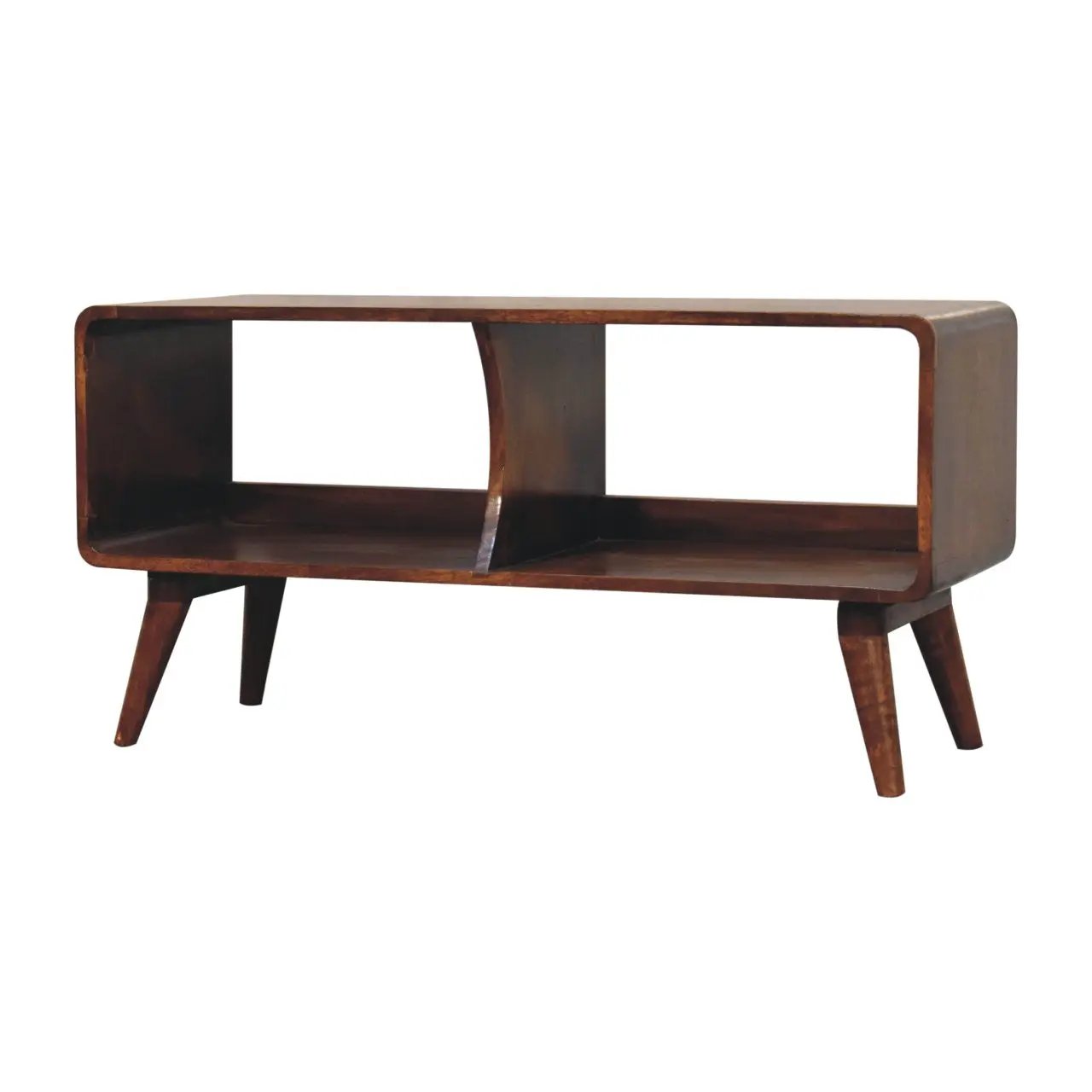 Solid Wood Curved Chestnut Media Unit by HouseOfZazla