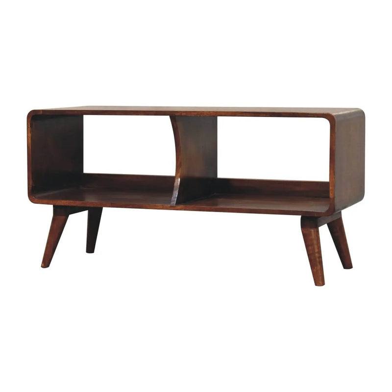 Solid Wood Curved Chestnut Media Unit by HouseOfZazla
