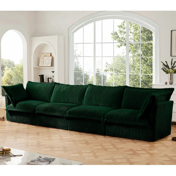 Slipcovered Long Sofa - 4 Seater Living Room Couch, photo 2 of 9