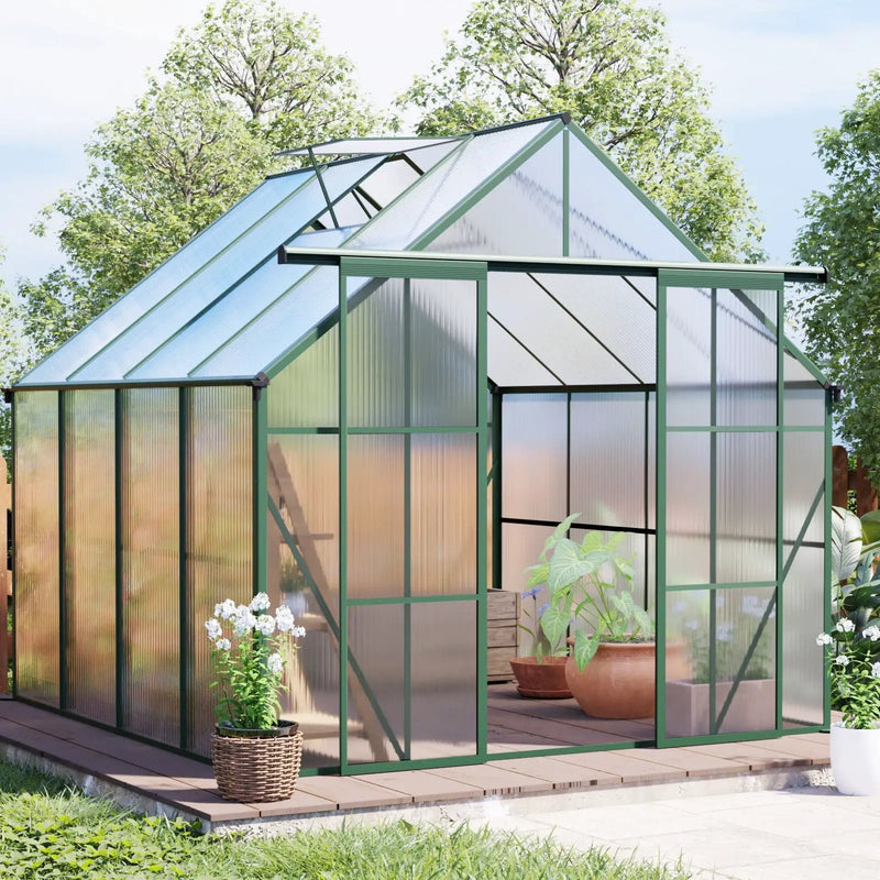 Double Door Polycarbonate house Raised Base And Anchor Aluminum Heavy Duty Walk In houses For Outdoor Backyard In All Season by HouseOfZazla