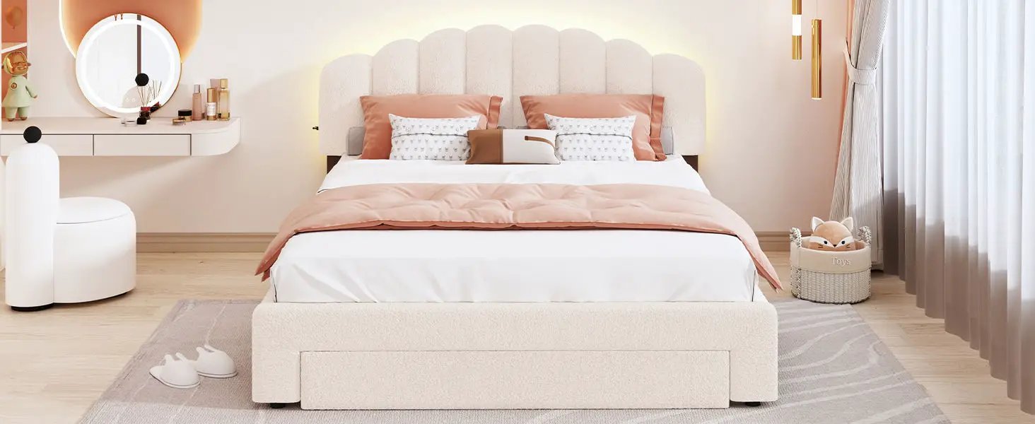 Upholstered Platform Bed With Drawer by HouseOfZazla