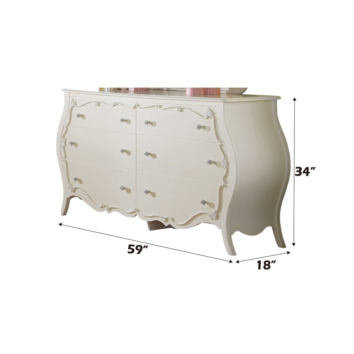 Edalene White Dresser with Six Drawers - White, photo 4 of 4
