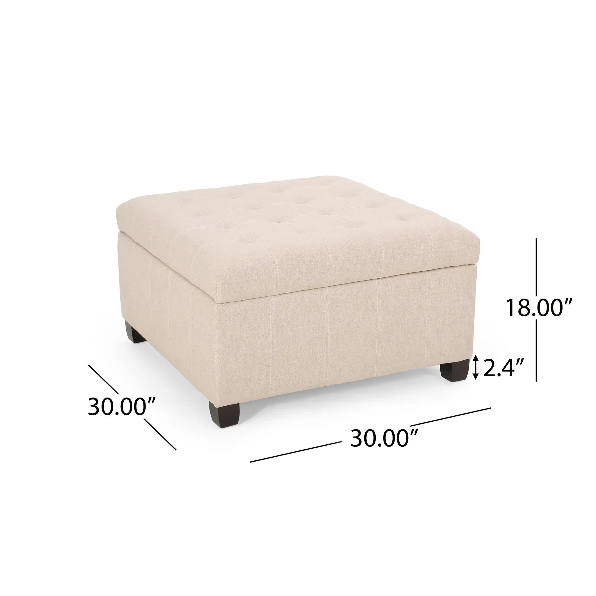 Upholstered Tufted Fabric Storage Ottoman, Wheat by HouseOfZazla
