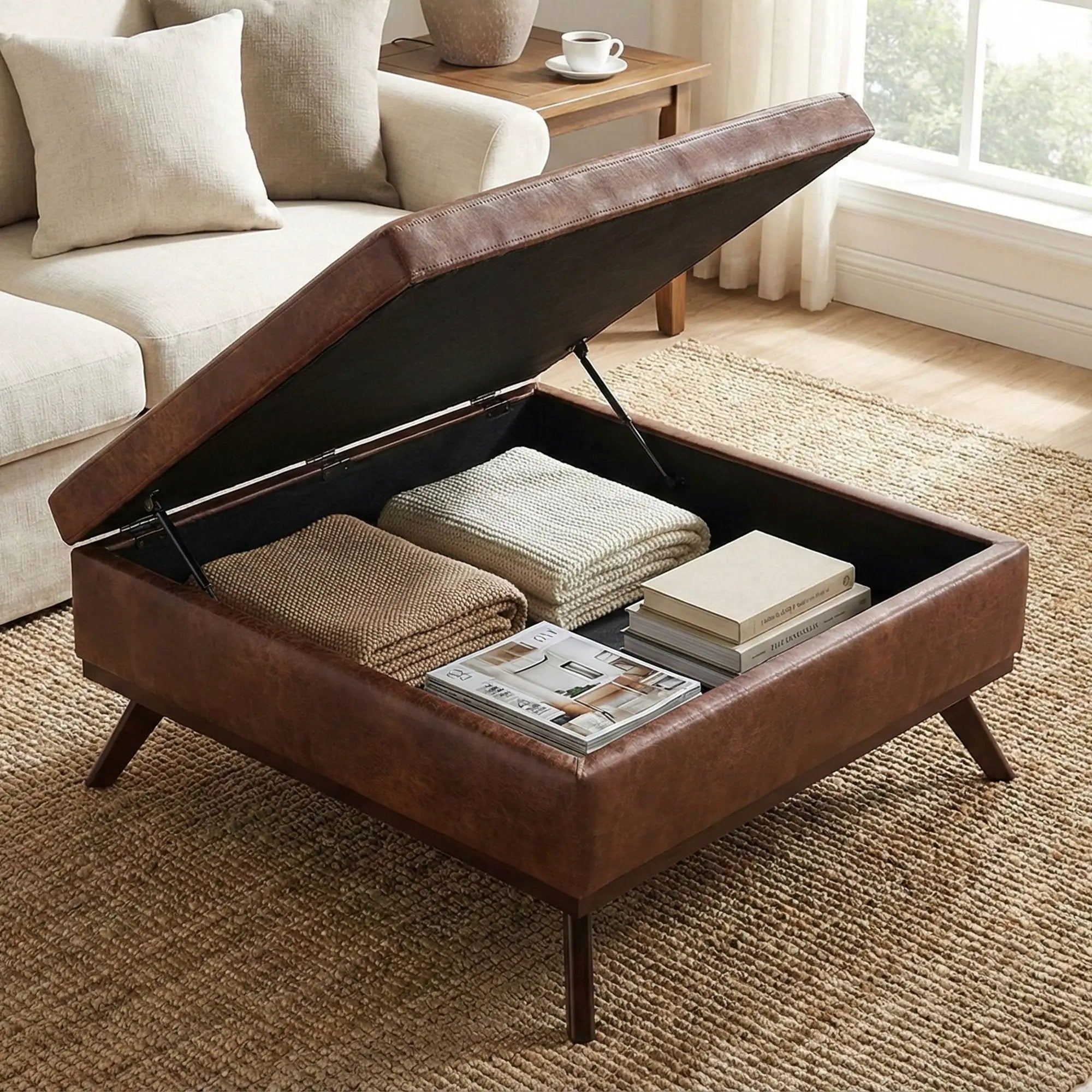 Owen - Multifunctional Square Coffee Table Storage Ottoman by HouseOfZazla