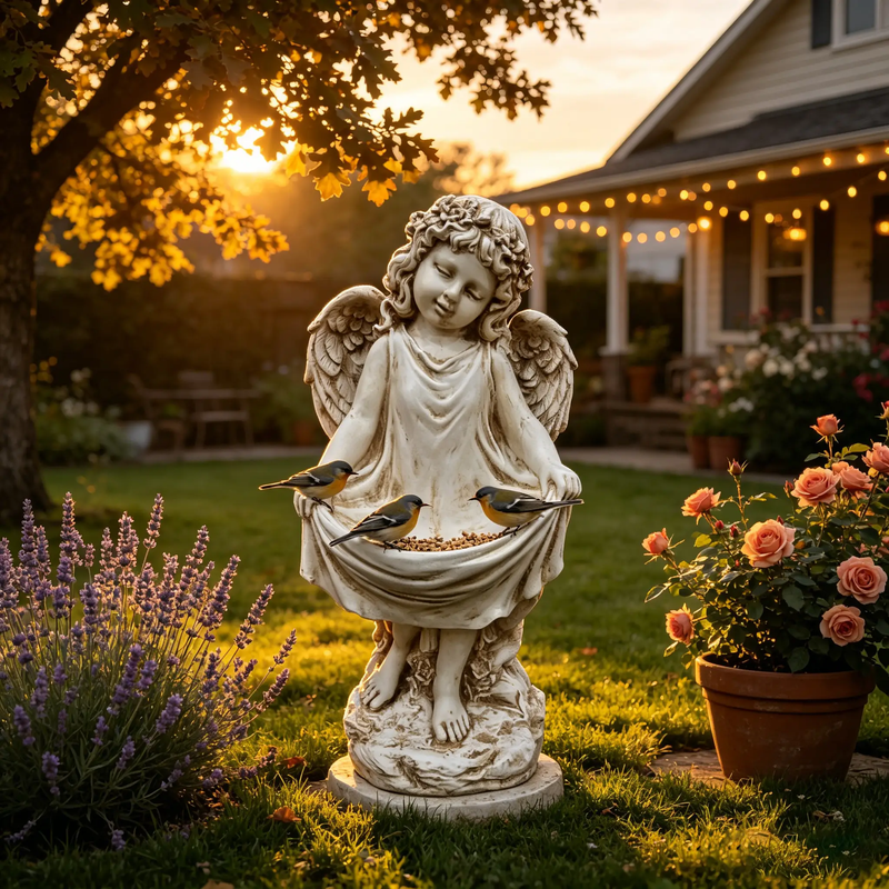 21.06" Tall Weathered Angel Cherub Garden Statue by HouseOfZazla