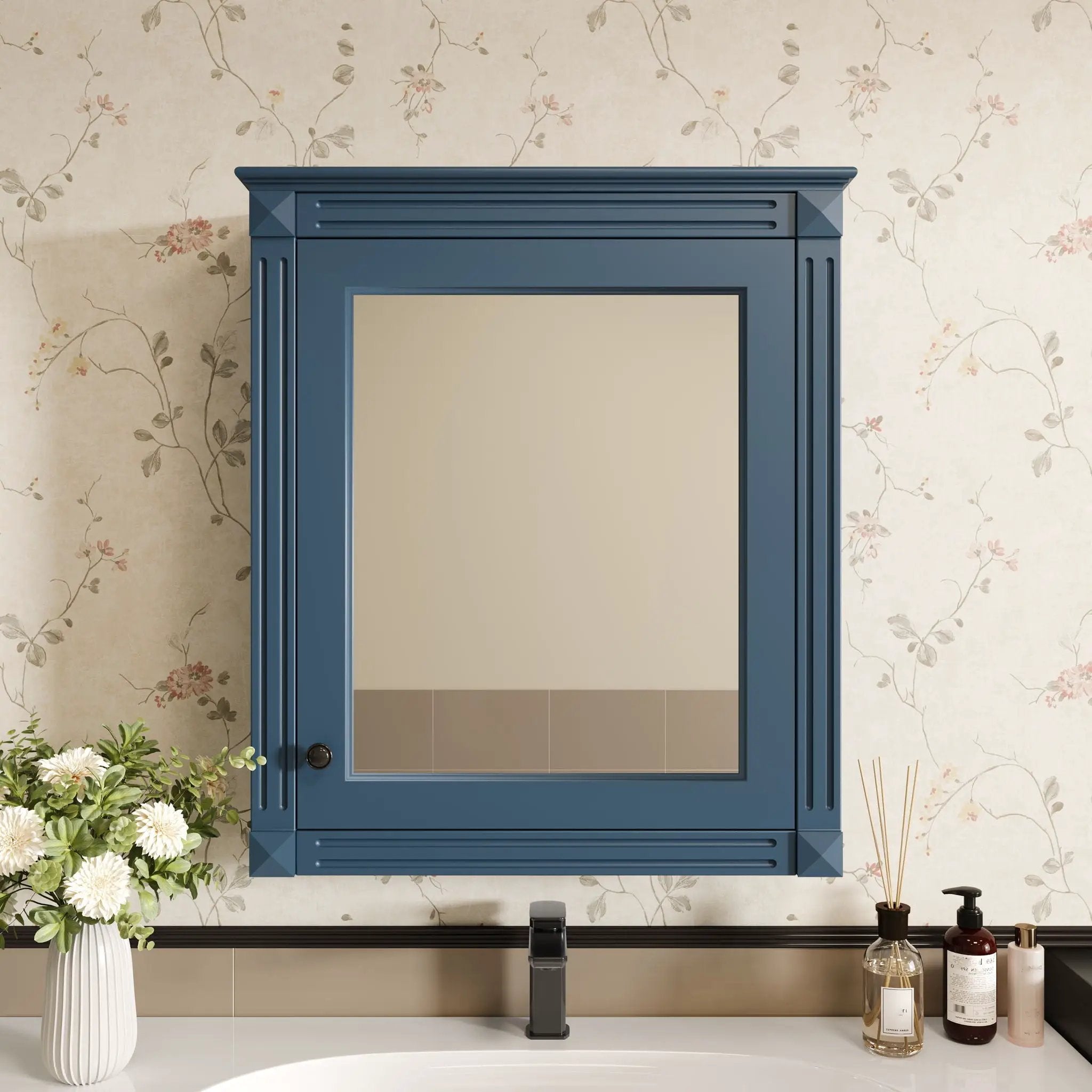 Wall Mounted Bathroom Storage Cabinet With Mirror, Medicine Cabinet With Height Adjustable Shelf by Unique Piece Furniture