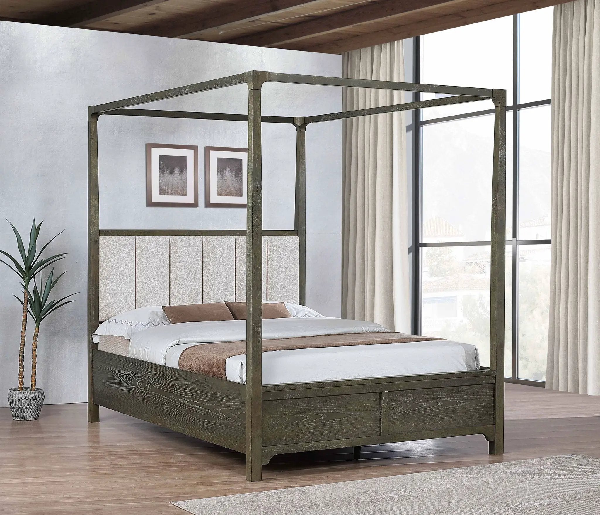 Gran Park Queen Canopy Bed Dark Cocoa by Unique Piece Furniture