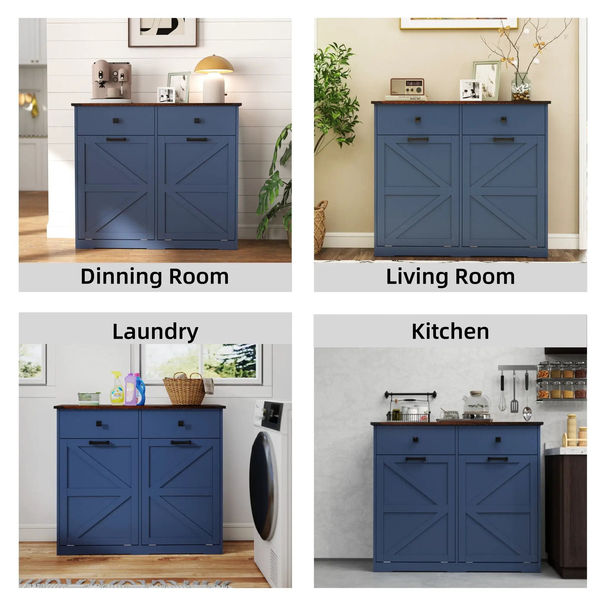 Double Tilt Out Trash Cabinet With Hideaway Drawer And Barn Door Style by HouseOfZazla