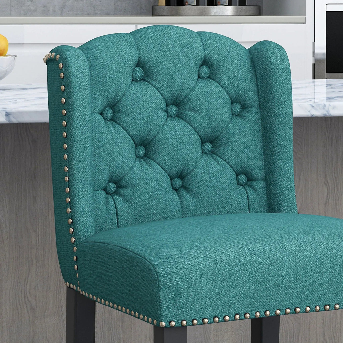 Vienna Fabric Tufted Counter Stool With Nailhead Accents (Set of 2) by HouseOfZazla