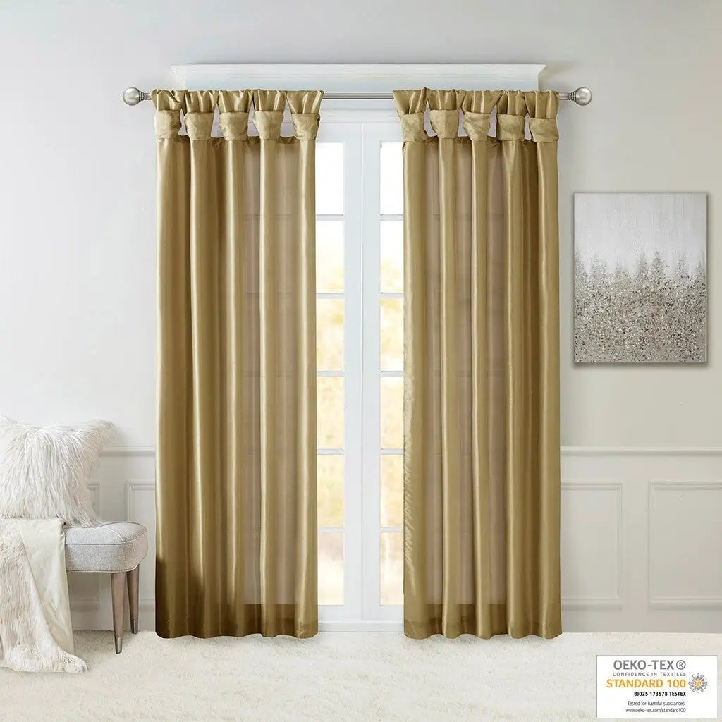 Twist Tab Lined Window Curtain Panel Bronze 50x84 by HouseOfZazla