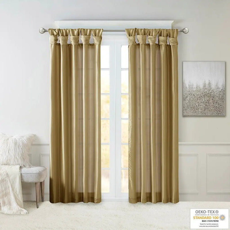 Twist Tab Lined Window Curtain Panel Bronze 50x84 by HouseOfZazla