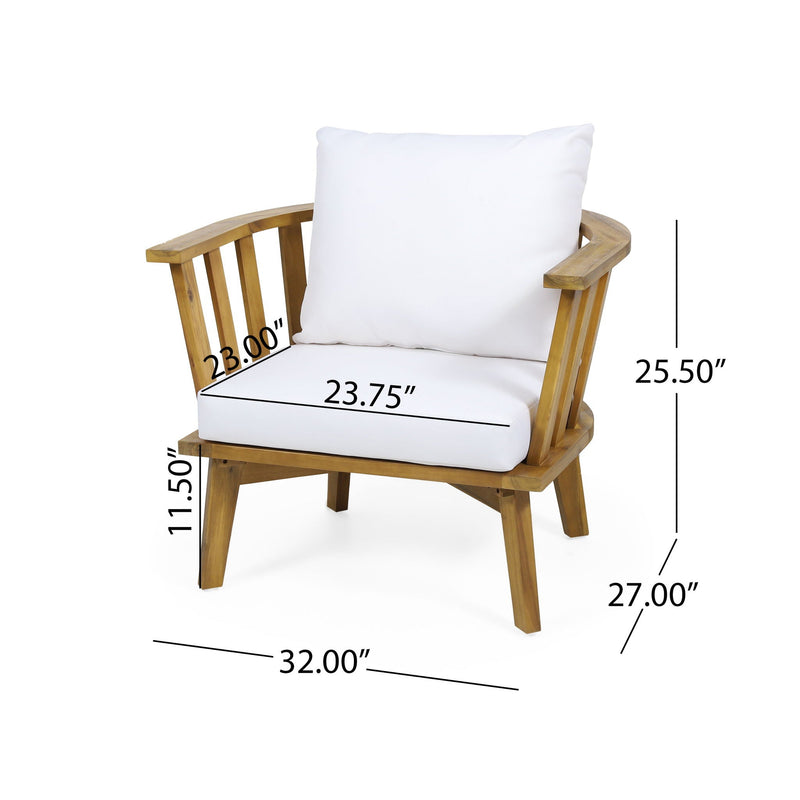Outdoor Club Chair with Curved Backrest and Frame - White by HouseOfZazla