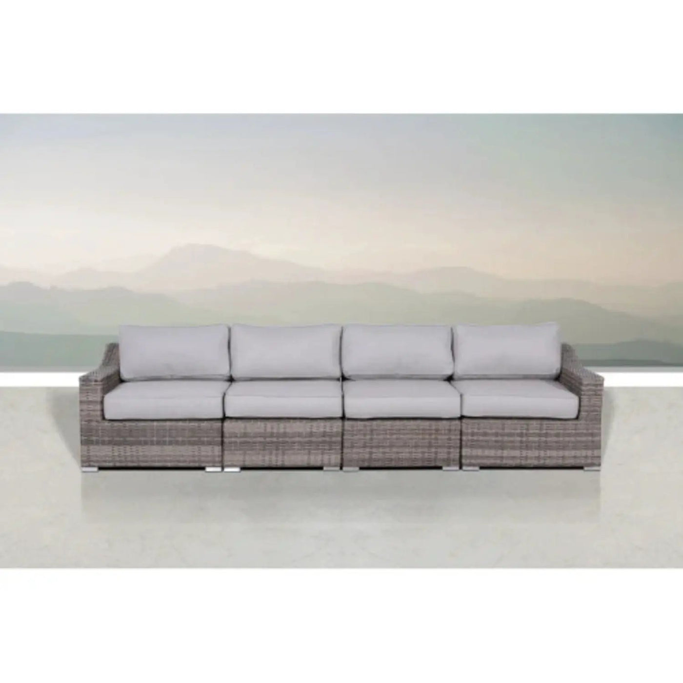 Contemporary Outdoor Rattan Wicker Sectional Seating Group With Cushions by Unique Piece Furniture