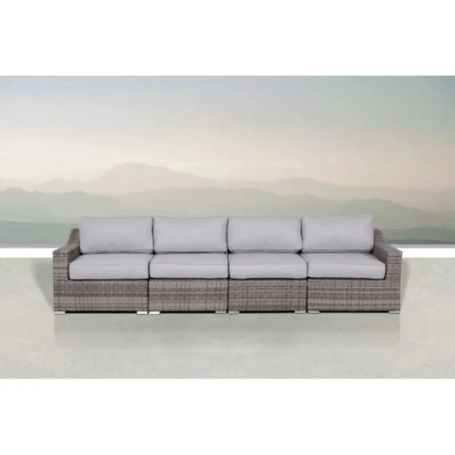 Contemporary Outdoor Rattan Wicker Sectional Seating Group With Cushions by HouseOfZazla