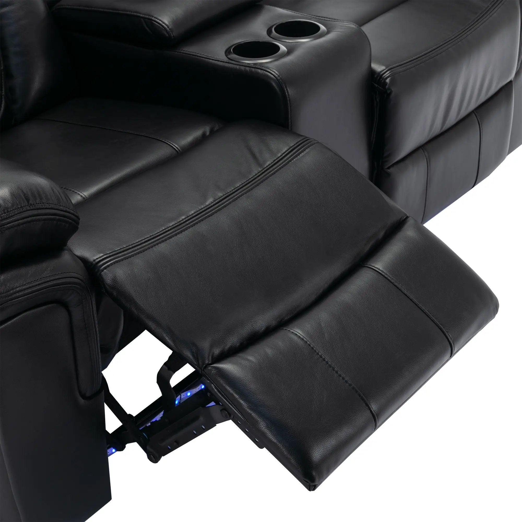 Home Theater Seating Manual Recliner Loveseat With Hide-Away Storage, Cup Holders And Led Light Strip For Living Room by HouseOfZazla
