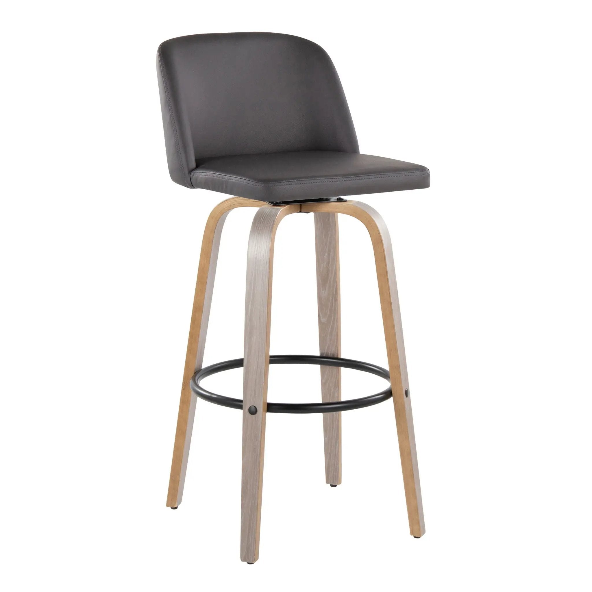 Toriano - Mid-Century Modern Fixed Height BarStool With Round Footrest (Set of 2) by Unique Piece Furniture