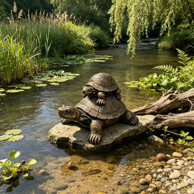 Vintage Bronze Stacked Turtle Statue by HouseOfZazla