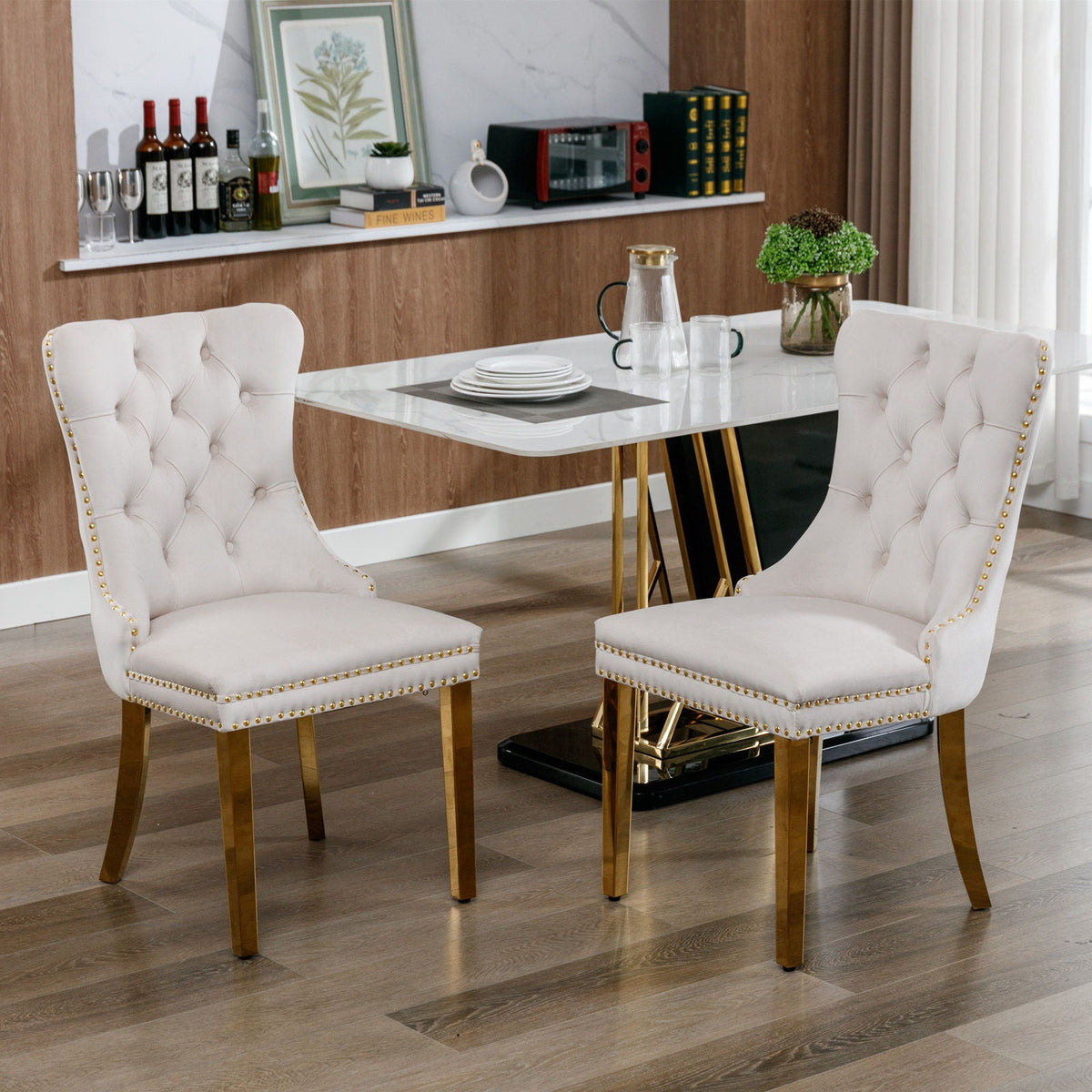 Modern Tufted Dining Chair Set of 2 with Velvet Upholstery - Nikki Collection, photo 6 of 28