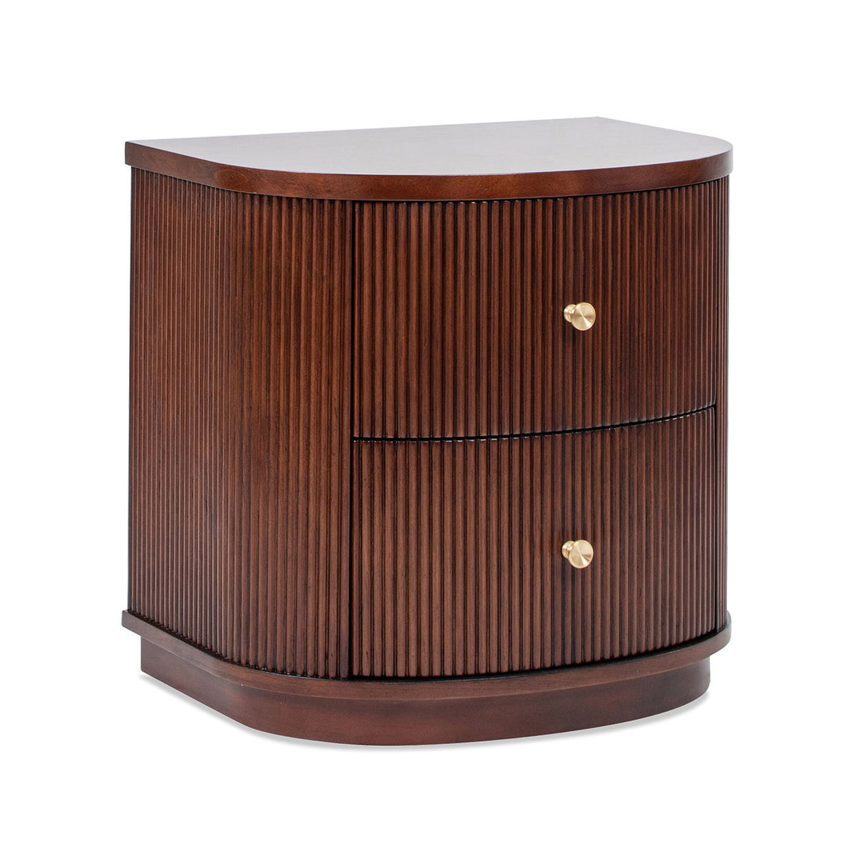 2 Drawer Storage Side Table with Fluted Carved Detail - Light or Dark Brown, photo 19 of 20