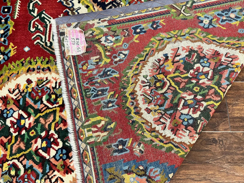 Persian Bakhtiari Rug 5x8, Wool Hand Knotted Antique Carpet, Red, Floral Oriental Rug, 5 x 8 Medium Sized Rug by Jewel Rugs