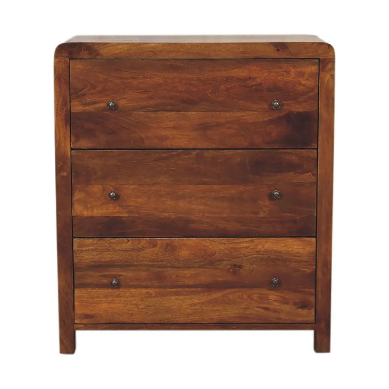 Solid Wood Aspen Chest, 3-Drawers, Chestnut by HouseOfZazla