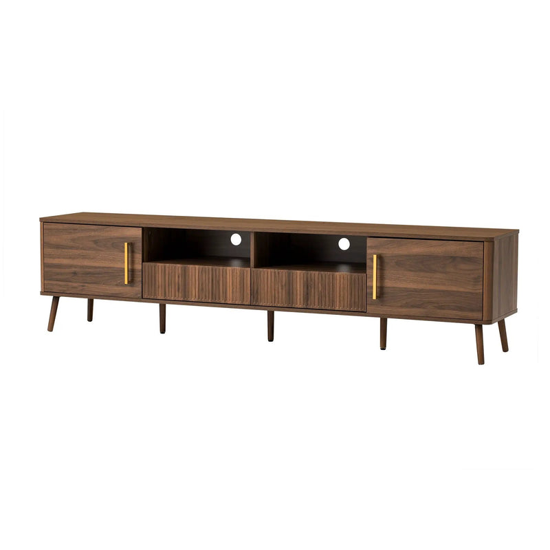 TV Stand For TVs Up To 85" With Soft-Close Doors, Open Shelf, Cable Management - Walnut by Unique Piece Furniture