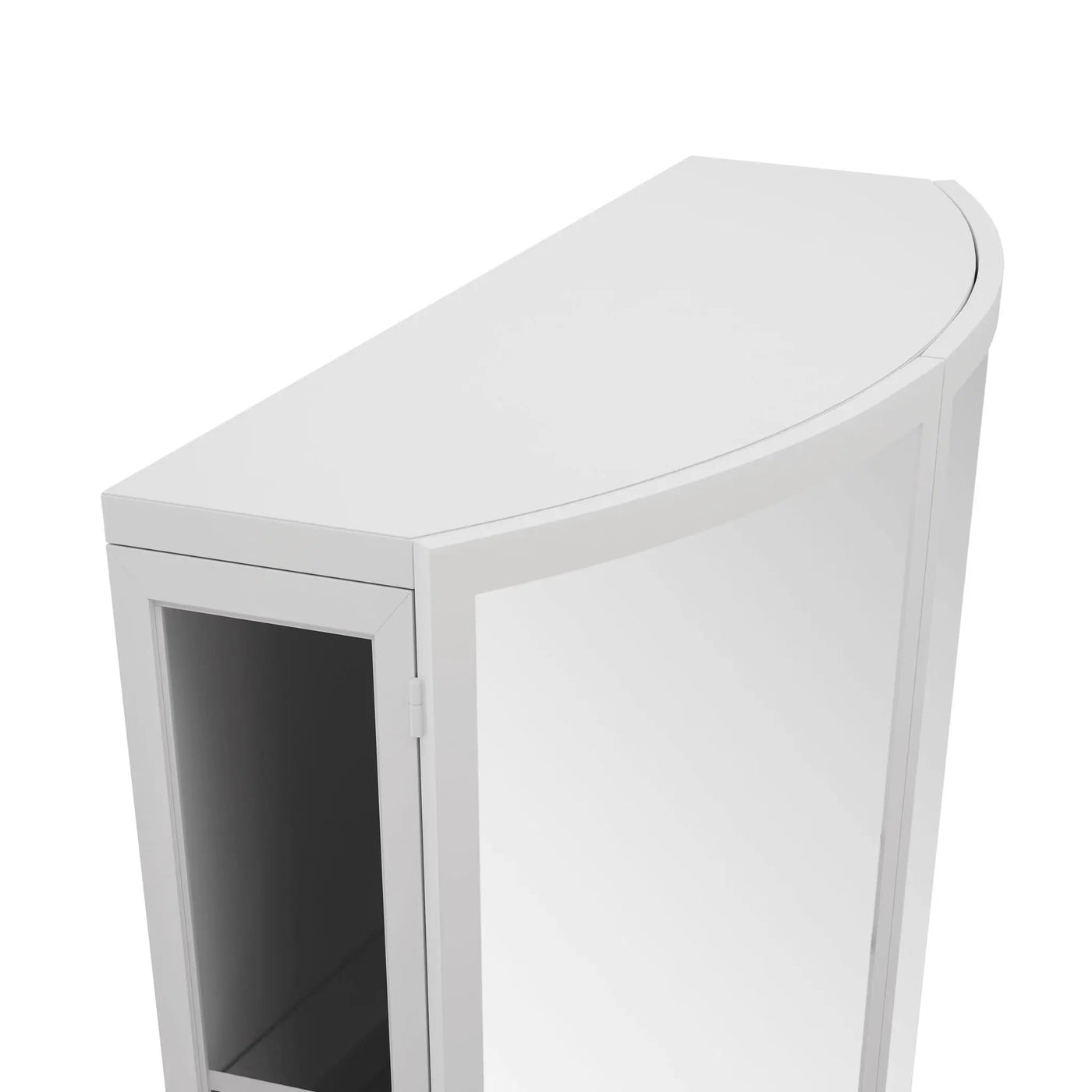 Arched Glass Double Door Wardrobe With Shatterproof Mirror, Open Shelf & Towel Rack by HouseOfZazla