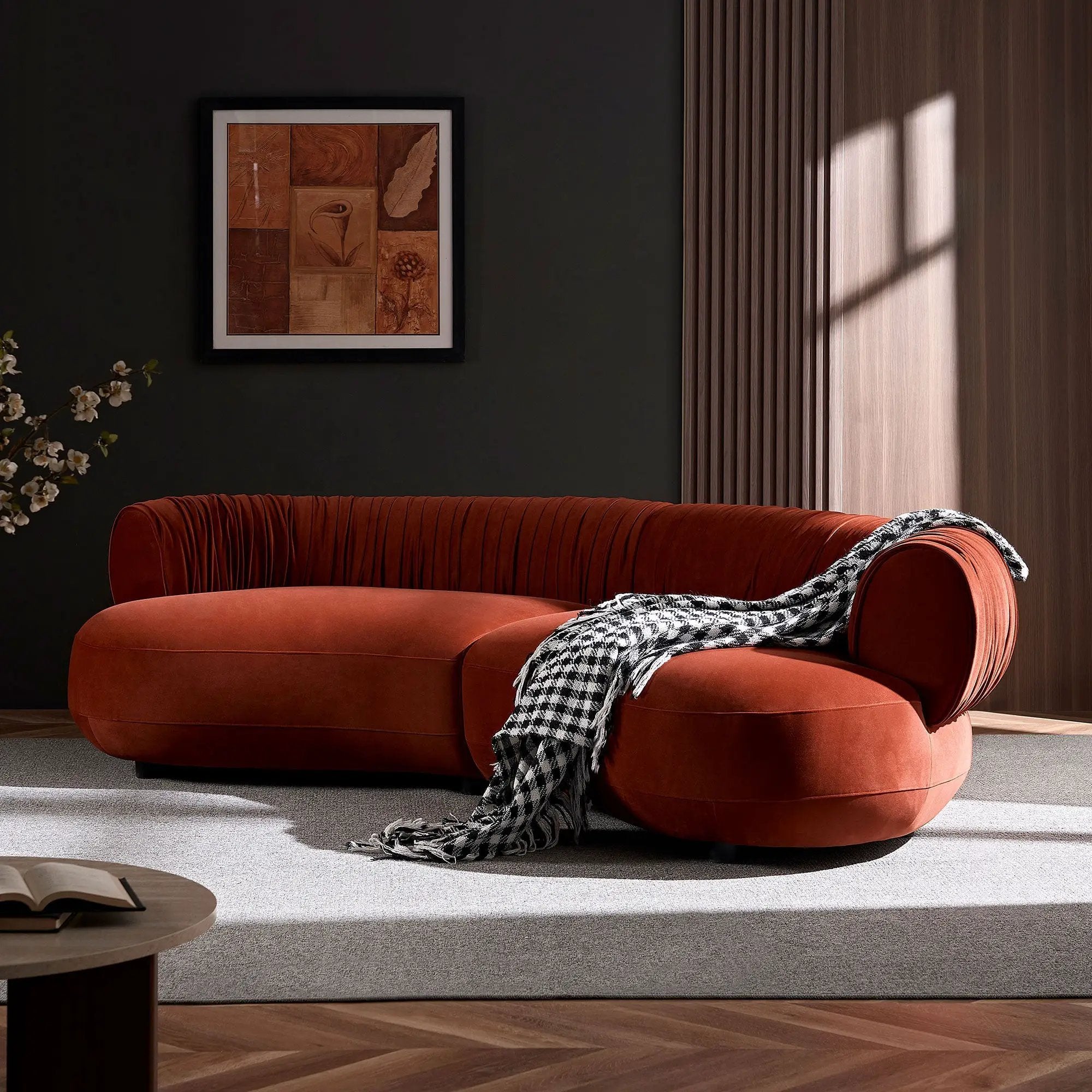 Modern Curved Sofa with Elegant Crescent Silhouette Design by HouseOfZazla