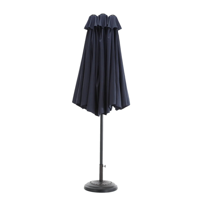 14.8 Ft Double Sided Outdoor Umbrella Rectangular Large with Crank (Navy Blue) (No Base) by HouseOfZazla