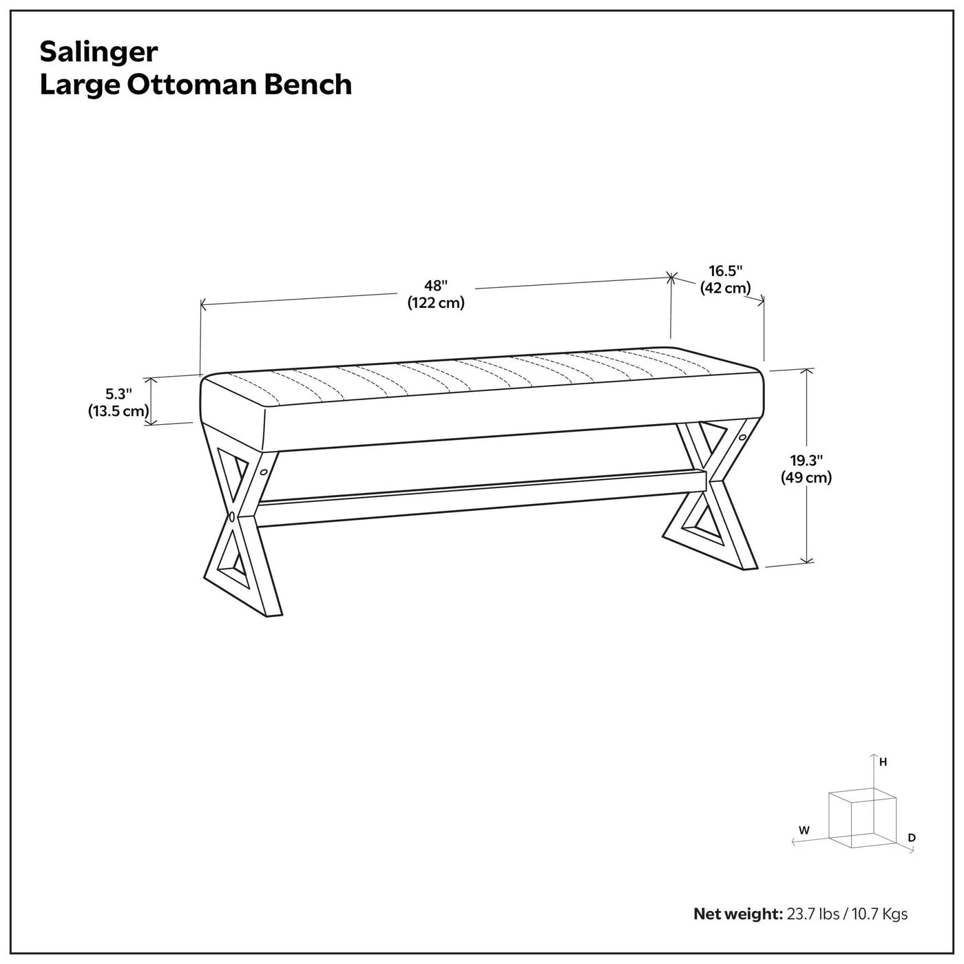 Salinger - Large Upholstered Ottoman Bench by HouseOfZazla