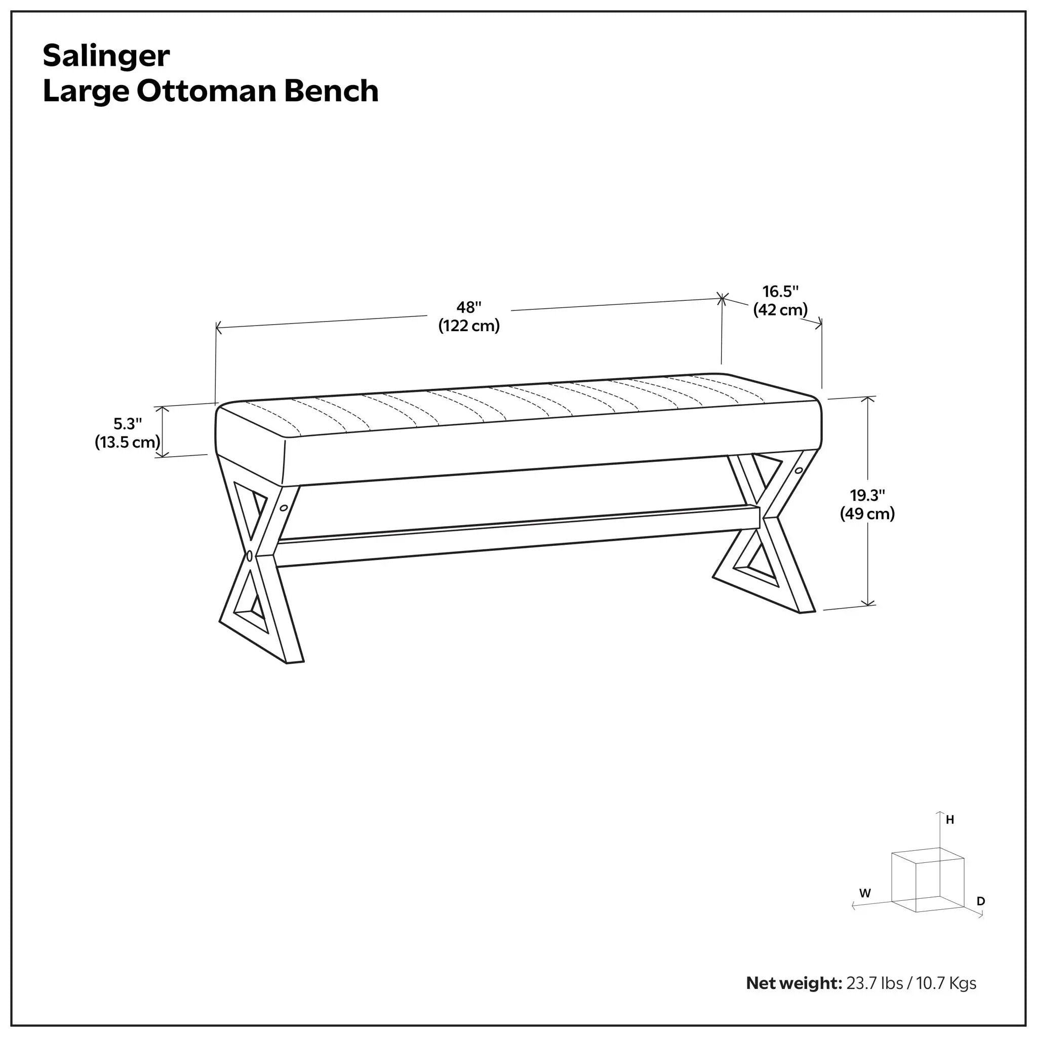 Salinger - Large Upholstered Ottoman Bench by HouseOfZazla