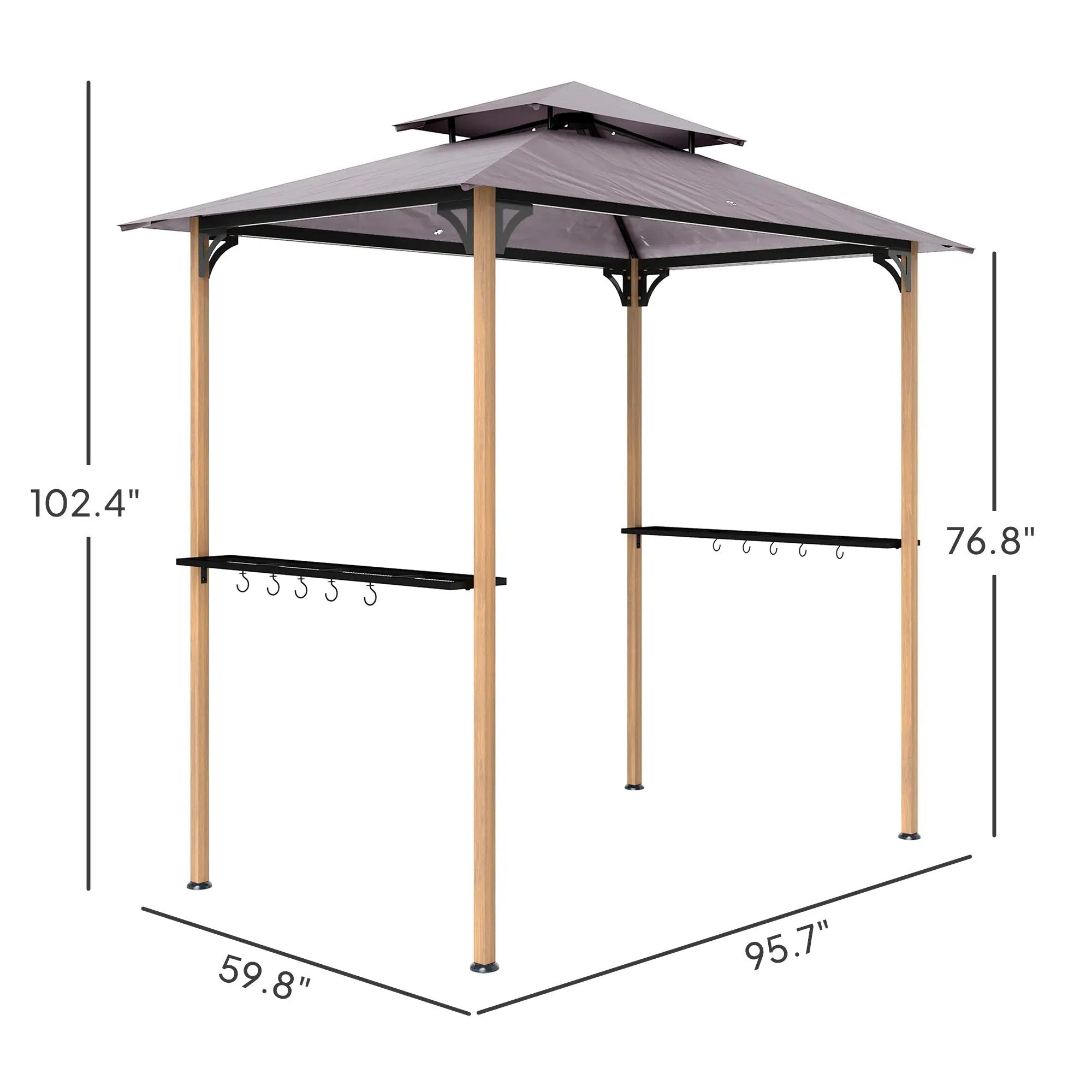 Double Tiered Barbecue Grill Gazebo Shelter with Side Shelves and Hooks by HouseOfZazla