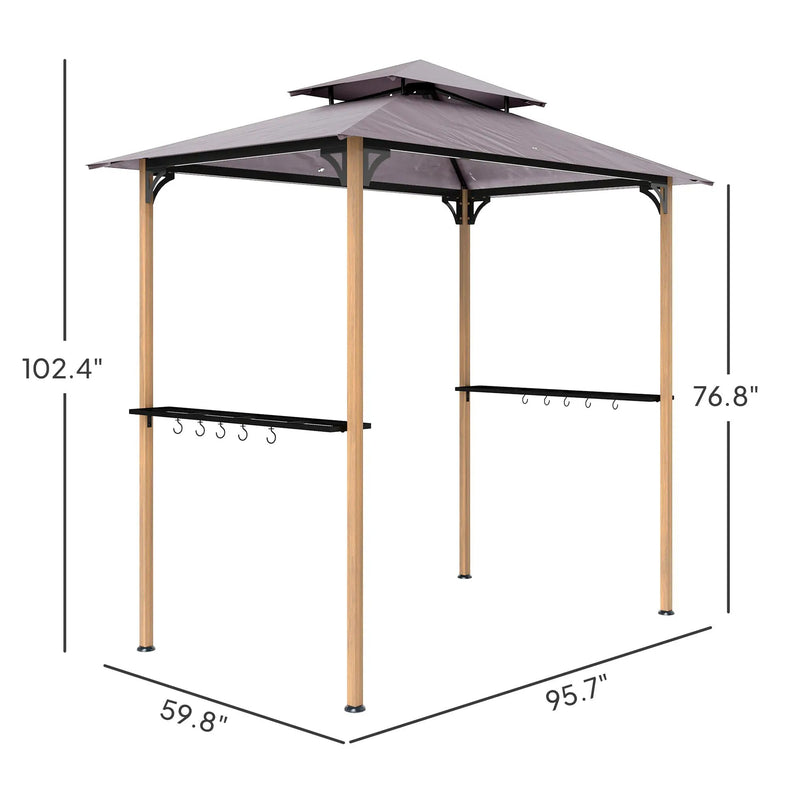Double Tiered Barbecue Grill Gazebo Shelter with Side Shelves and Hooks by HouseOfZazla
