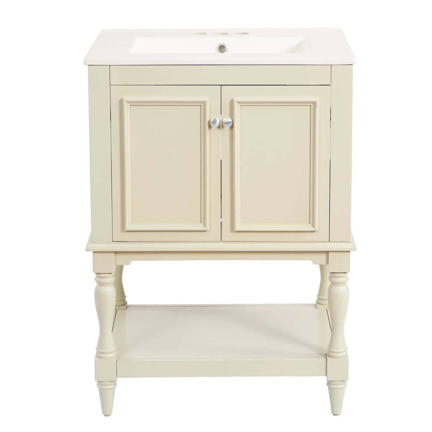 Modern Bathroom Vanity With Sink, Rectangular Cabinet With Open Shelf And Closed Storage by HouseOfZazla