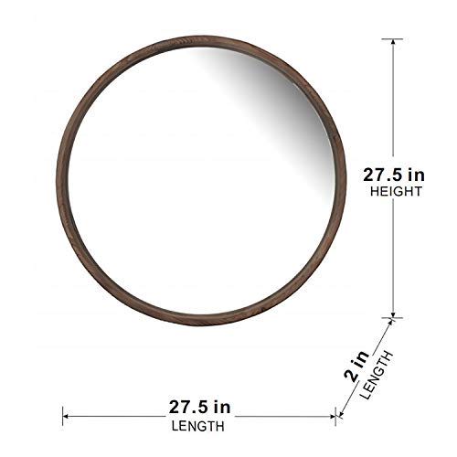 Round Wood Wall Mirror with Durable Fir Frame - Light Brown, photo 13 of 13