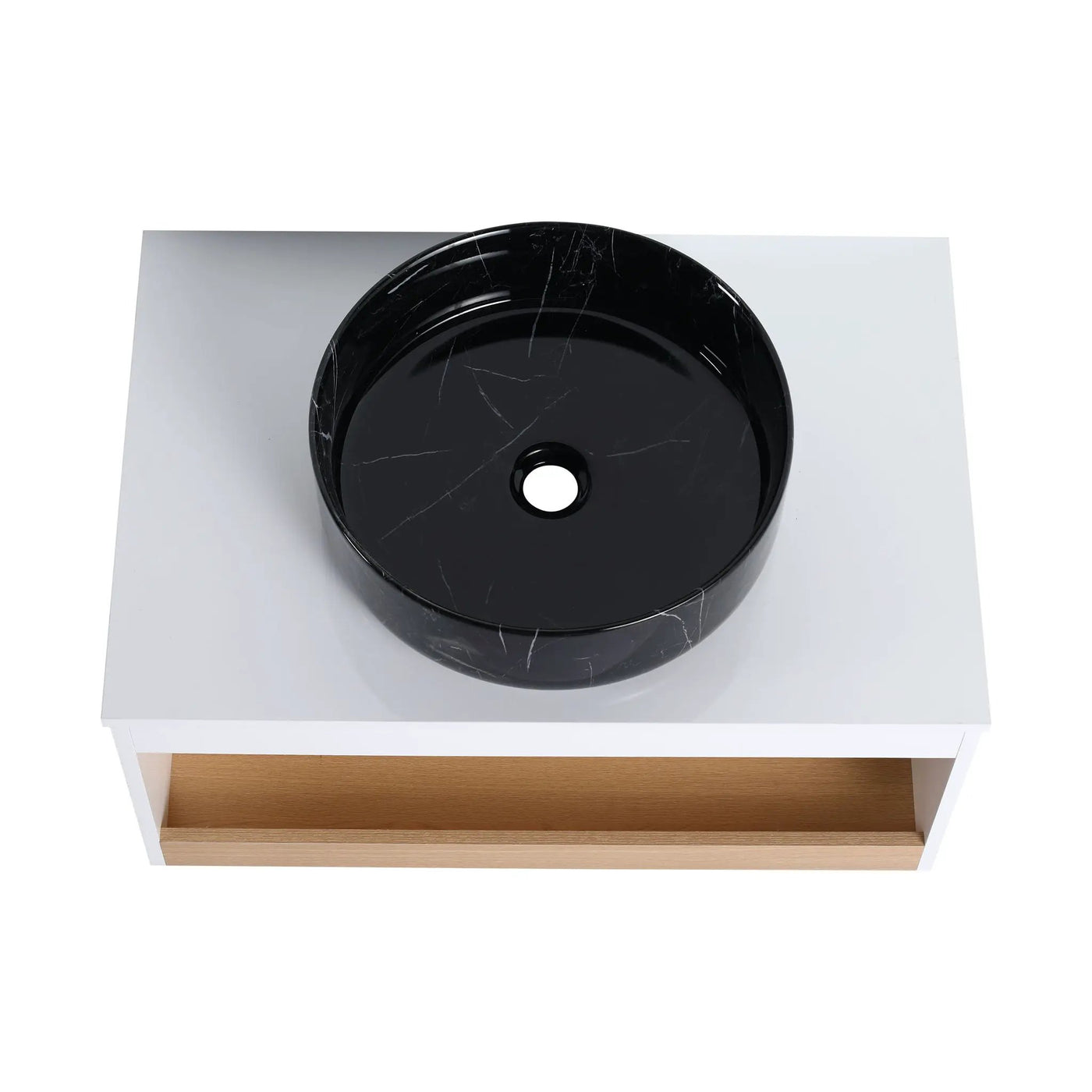 Floating Bathroom Vanity With Vessel Sink With Open Shelf Storage by HouseOfZazla