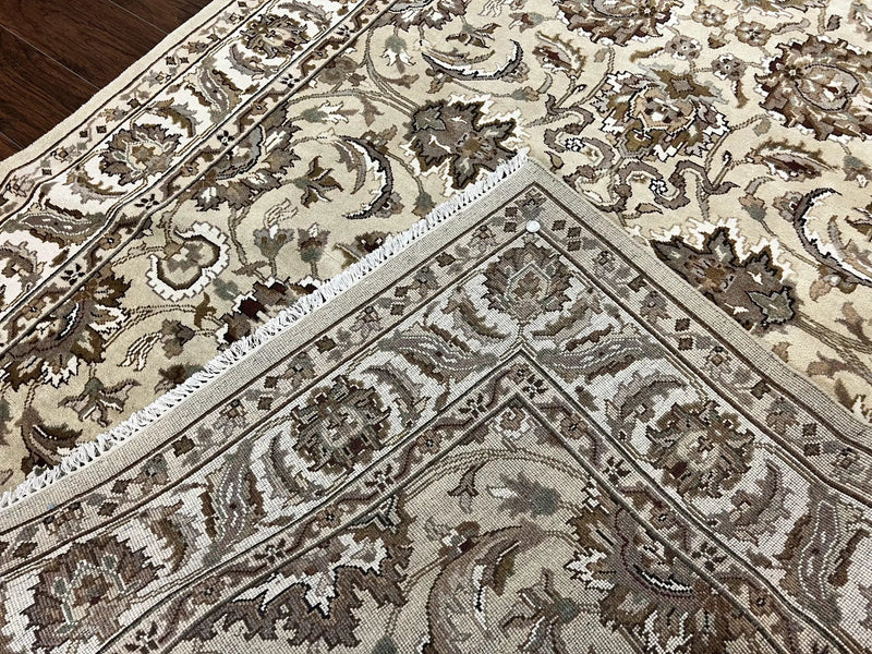 Indo Mahal Rug 6x9, Indian Carpet 6 x 9 ft, Light Green and Ivory, Floral Allover, Wool Oriental Carpet, Traditional Rug, Handmade by Jewel Rugs
