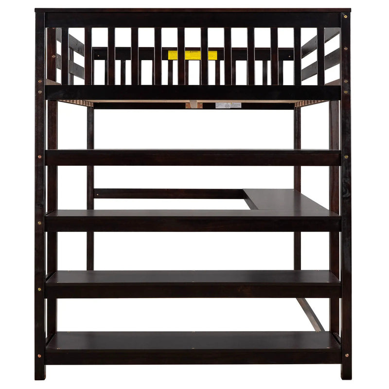 Loft Bed With Storage Shelves And Under Bed Desk by Unique Piece Furniture