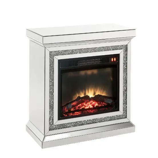 Noralie - 28" Fireplace - Mirrored & Faux Diamonds by Unique Piece Furniture