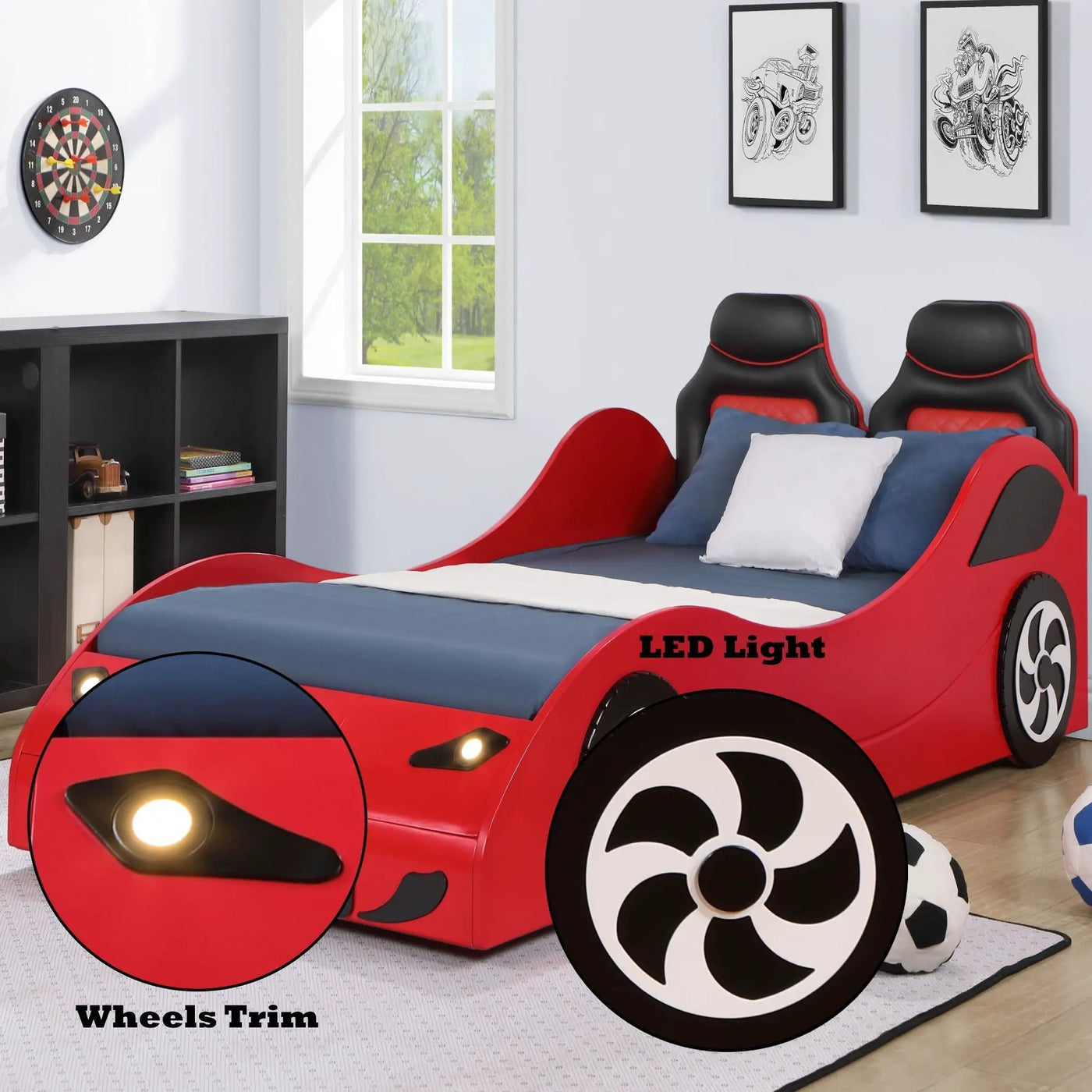 Colen - Twin Car Bed With LED by HouseOfZazla