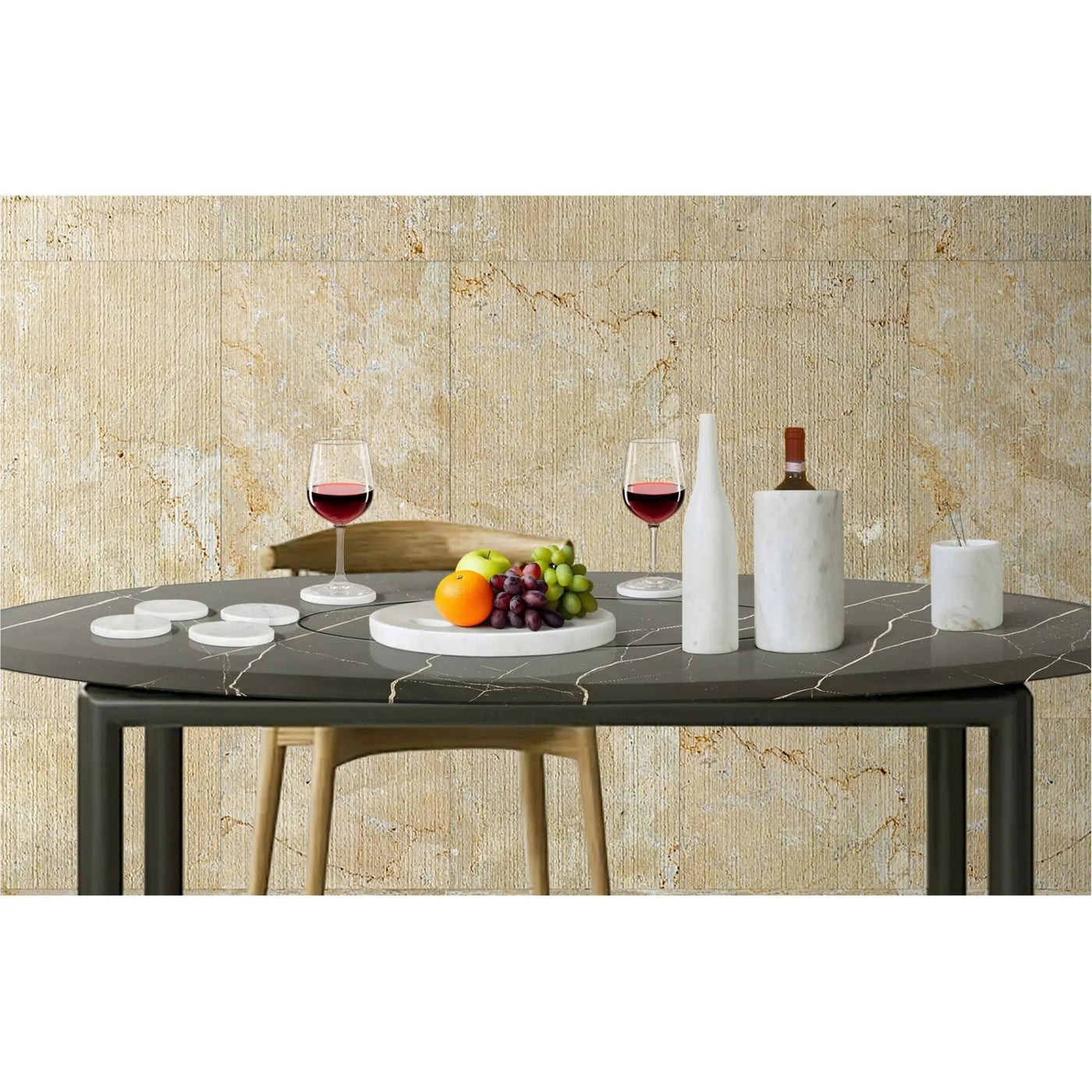 10 Pieces Luxury Natural Marble Dining Room Accessories Set by HouseOfZazla