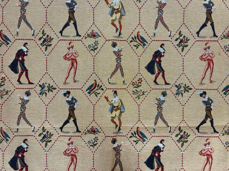 Square Tapestry 5x5, Wall Hanging, Human Pictorials, Court Jesters, Vintage by Jewel Rugs