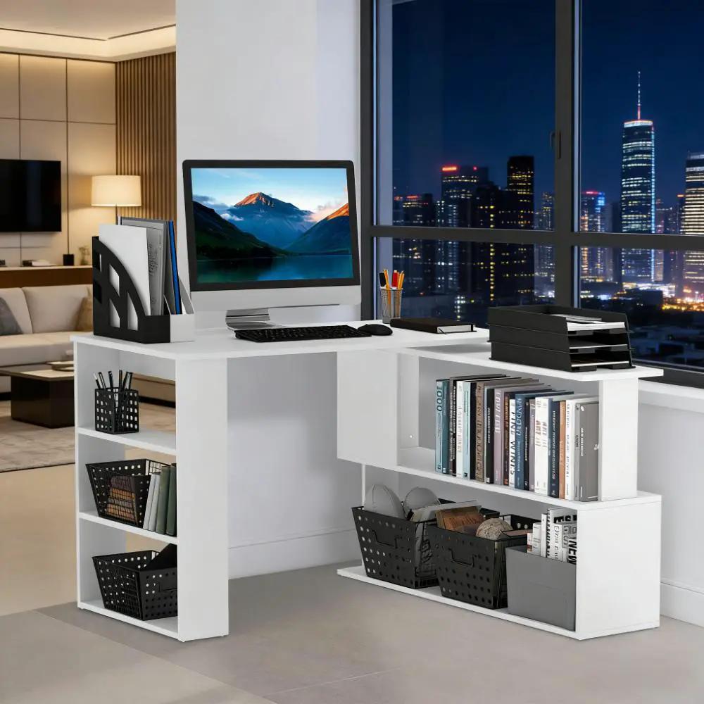 Writing Table Workstation: L Shaped Corner Computer Desk by HouseOfZazla