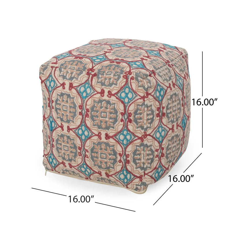 Amelia - Handcrafted Fabric Pouf, Rustic Elegance - Multicolored by Unique Piece Furniture