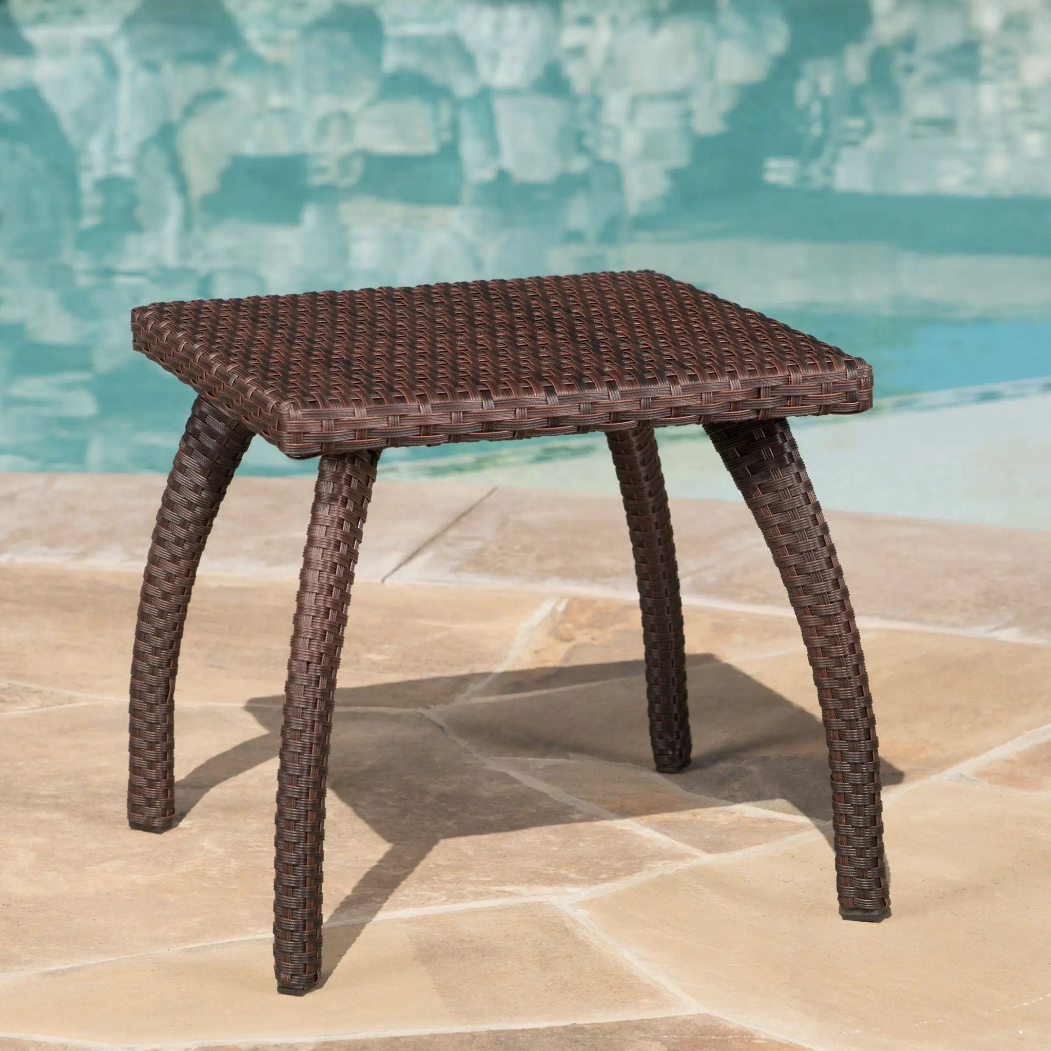 Luminant Outdoor Side Table With Iron Frame - Brown by HouseOfZazla