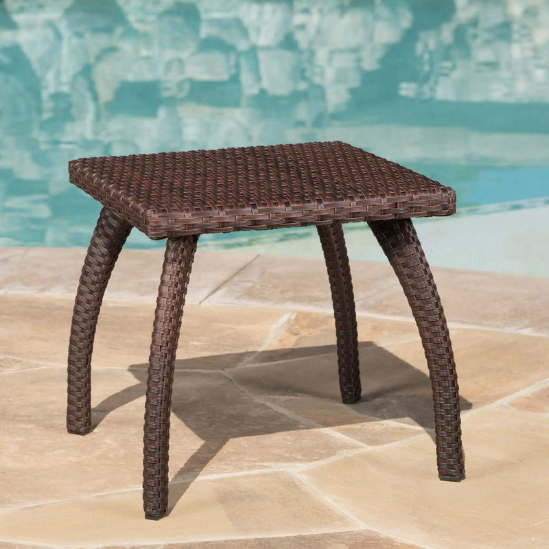 Luminant Outdoor Side Table With Iron Frame - Brown by HouseOfZazla