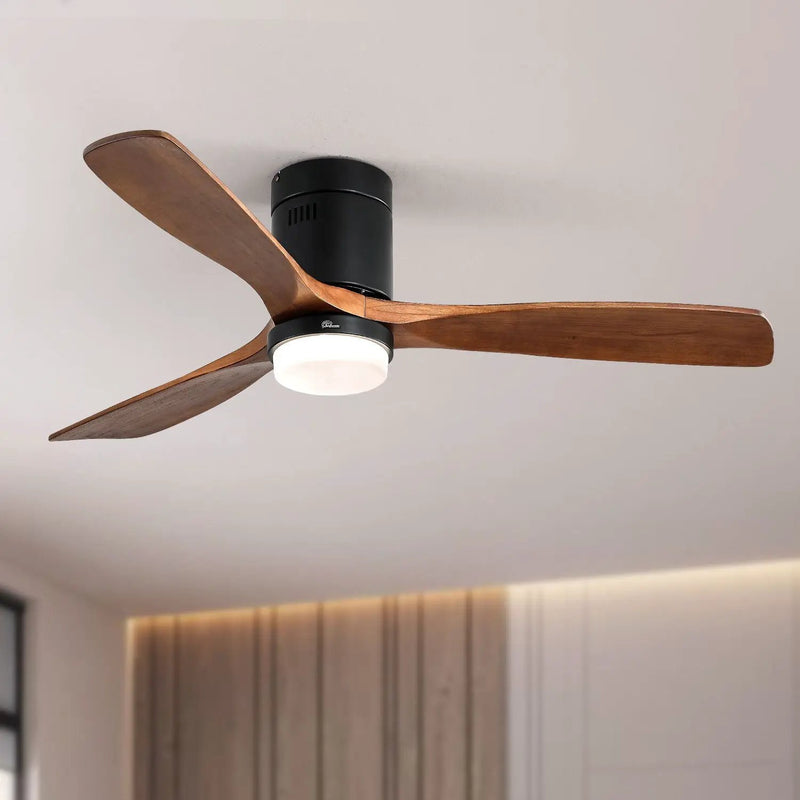 Indoor Ceiling Fan With Lights, Reversible DC Motor, Remote Control - Black by HouseOfZazla